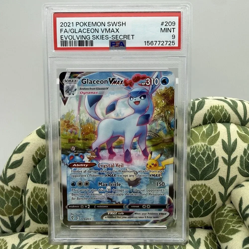 PSA 9 Mint Glaceon VMAX Full Art #209 – Evolving Skies Pokémon TCG